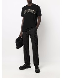 T-shirt à col rond brodé noir et blanc Givenchy