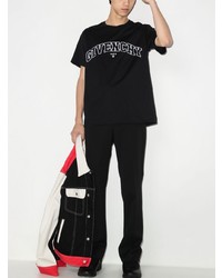 T-shirt à col rond brodé noir et blanc Givenchy