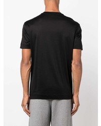 T-shirt à col rond brodé noir et blanc Emporio Armani