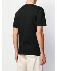 T-shirt à col rond brodé noir et blanc Raf Simons