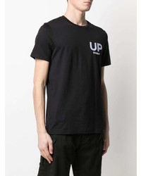 T-shirt à col rond brodé noir et blanc Dondup