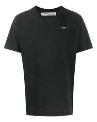 T-shirt à col rond brodé noir et blanc Off-White