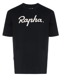 T-shirt à col rond brodé noir et blanc Rapha