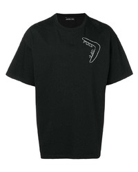 T-shirt à col rond brodé noir et blanc Riccardo Comi