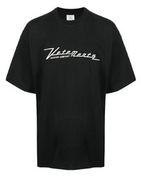 T-shirt à col rond brodé noir et blanc Vetements