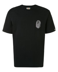 T-shirt à col rond brodé noir A Bathing Ape