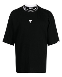 T-shirt à col rond brodé noir AAPE BY A BATHING APE