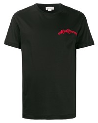 T-shirt à col rond brodé noir Alexander McQueen