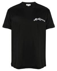 T-shirt à col rond brodé noir Alexander McQueen