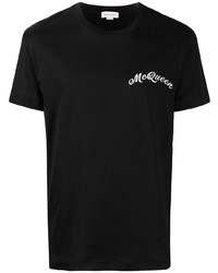 T-shirt à col rond brodé noir Alexander McQueen