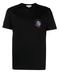 T-shirt à col rond brodé noir Alexander McQueen