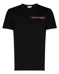 T-shirt à col rond brodé noir Alexander McQueen