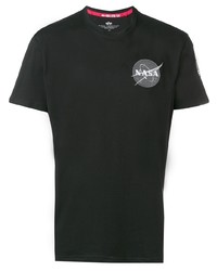 T-shirt à col rond brodé noir Alpha Industries
