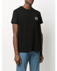 T-shirt à col rond brodé noir Loewe