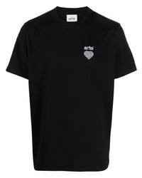 T-shirt à col rond brodé noir ARTE