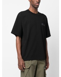 T-shirt à col rond brodé noir Sacai