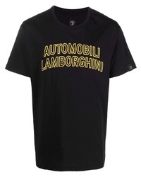 T-shirt à col rond brodé noir Automobili Lamborghini