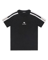 T-shirt à col rond brodé noir Balenciaga