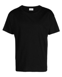 T-shirt à col rond brodé noir Bally