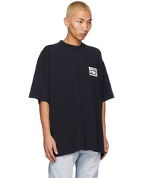 T-shirt à col rond brodé noir Vetements