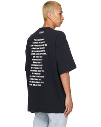 T-shirt à col rond brodé noir Vetements