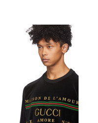 T-shirt à col rond brodé noir Gucci