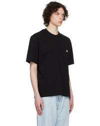 T-shirt à col rond brodé noir Solid Homme