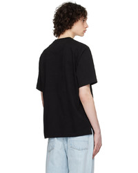 T-shirt à col rond brodé noir Solid Homme