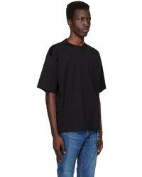 T-shirt à col rond brodé noir Sacai