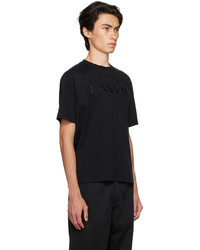 T-shirt à col rond brodé noir Lanvin