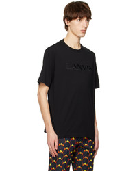 T-shirt à col rond brodé noir Lanvin