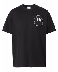 T-shirt à col rond brodé noir Burberry