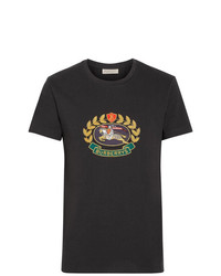 T-shirt à col rond brodé noir Burberry