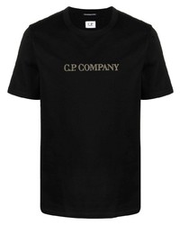 T-shirt à col rond brodé noir C.P. Company