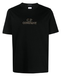 T-shirt à col rond brodé noir C.P. Company