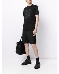 T-shirt à col rond brodé noir Emporio Armani