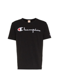 T-shirt à col rond brodé noir Champion