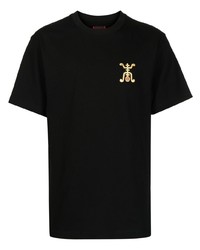 T-shirt à col rond brodé noir Clot