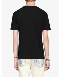 T-shirt à col rond brodé noir Gucci