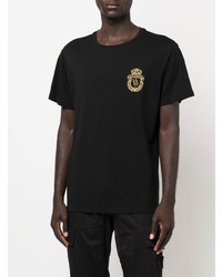 T-shirt à col rond brodé noir Billionaire