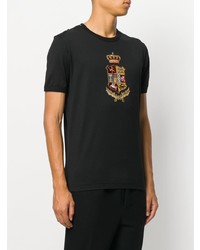 T-shirt à col rond brodé noir Dolce & Gabbana