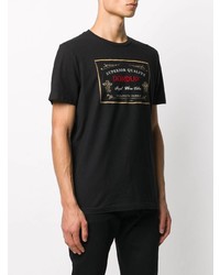 T-shirt à col rond brodé noir Dondup