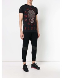 T-shirt à col rond brodé noir Philipp Plein