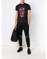 T-shirt à col rond brodé noir Philipp Plein