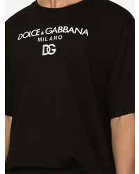 T-shirt à col rond brodé noir Dolce & Gabbana