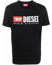 T-shirt à col rond brodé noir Diesel