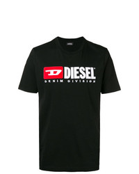T-shirt à col rond brodé noir Diesel