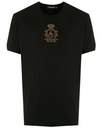 T-shirt à col rond brodé noir Dolce & Gabbana