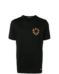 T-shirt à col rond brodé noir Dolce & Gabbana