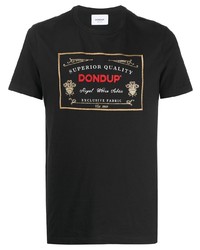 T-shirt à col rond brodé noir Dondup